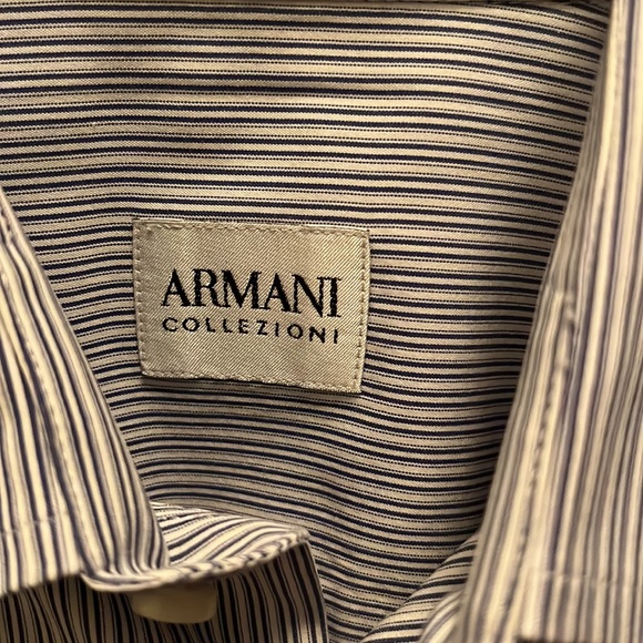 Armani Collezioni Striped Formal Dress Shirt Size 14.5 - Picture 3 of 3